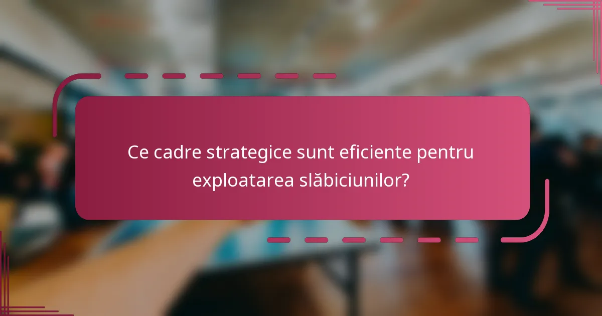 Ce cadre strategice sunt eficiente pentru exploatarea slăbiciunilor?