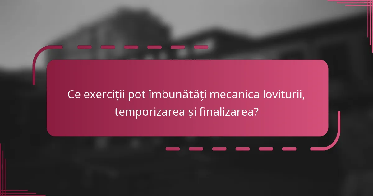 Ce exerciții pot îmbunătăți mecanica loviturii, temporizarea și finalizarea?