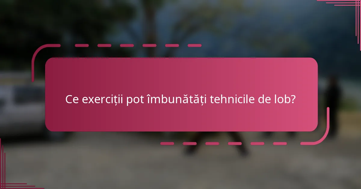 Ce exerciții pot îmbunătăți tehnicile de lob?