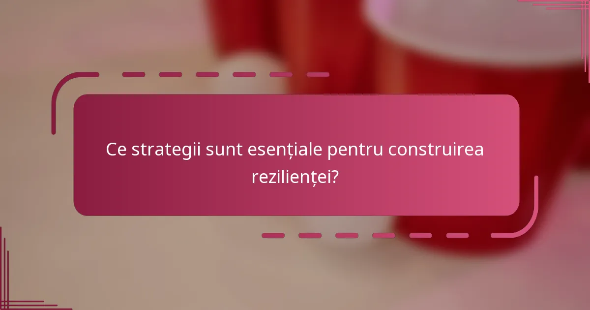 Ce strategii sunt esențiale pentru construirea rezilienței?