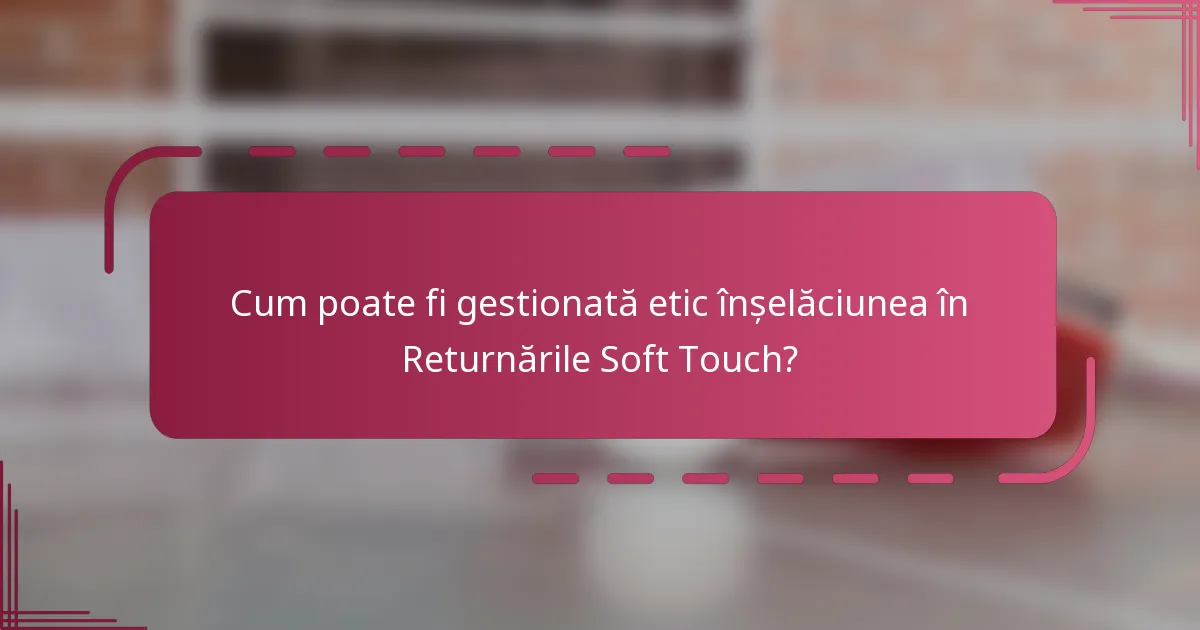 Cum poate fi gestionată etic înșelăciunea în Returnările Soft Touch?