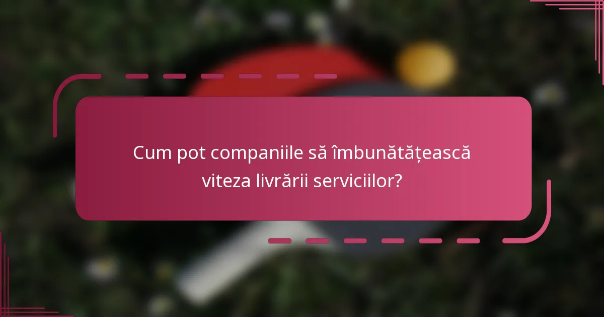 Cum pot companiile să îmbunătățească viteza livrării serviciilor?