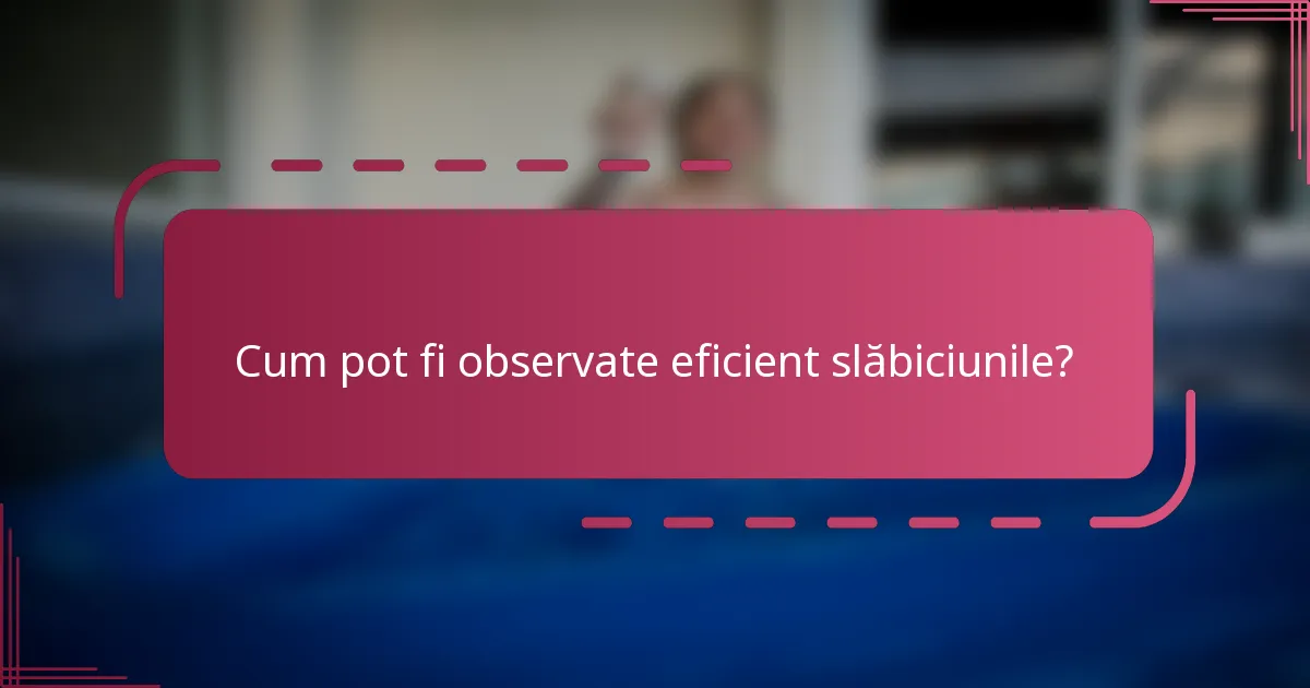 Cum pot fi observate eficient slăbiciunile?
