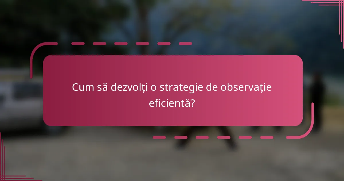 Cum să dezvolți o strategie de observație eficientă?