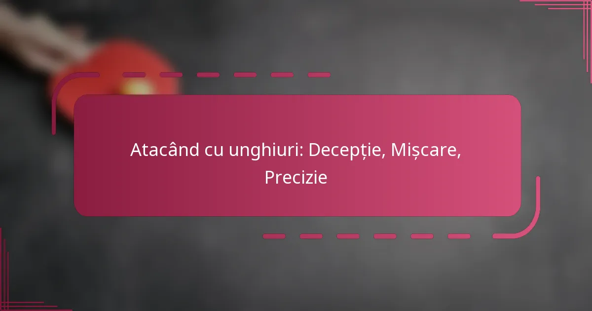 Atacând cu unghiuri: Decepție, Mișcare, Precizie