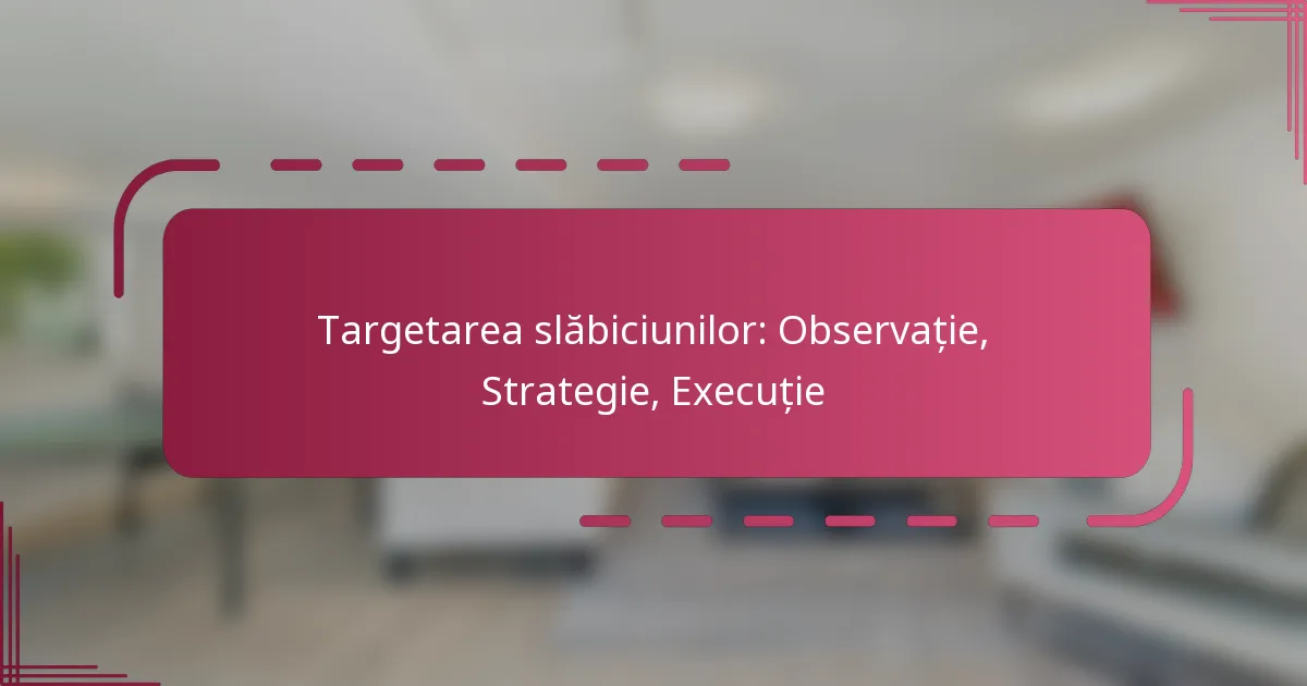 Targetarea slăbiciunilor: Observație, Strategie, Execuție