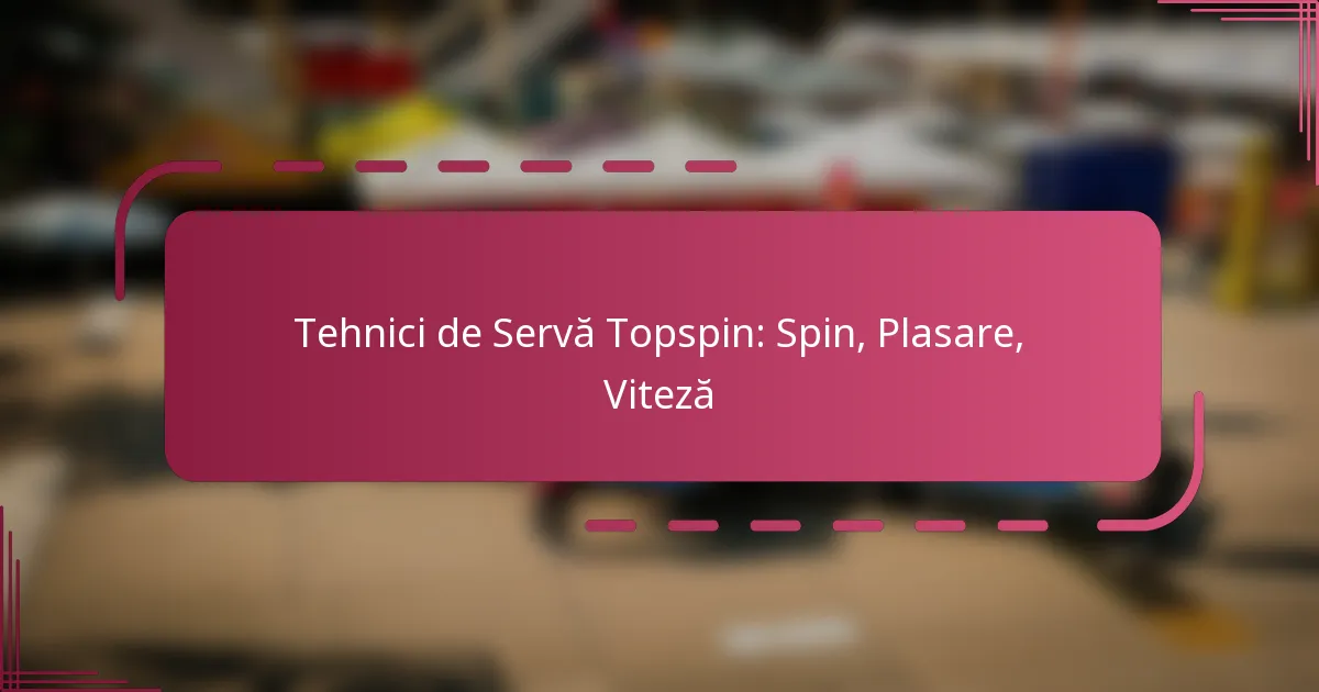 Tehnici de Servă Topspin: Spin, Plasare, Viteză